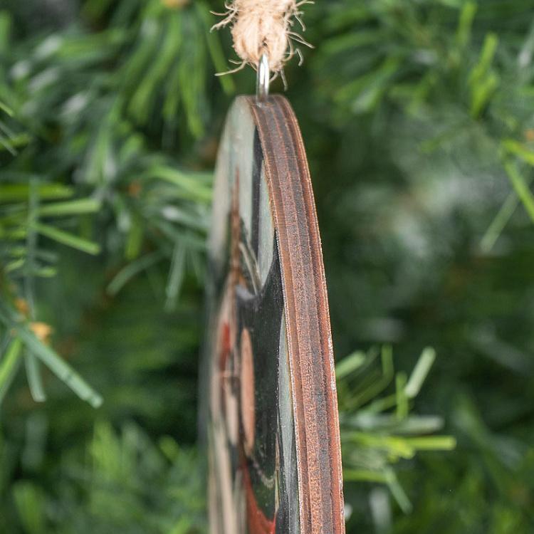 Деревянная ёлочная подвеска Шляпник, кролик и часы Wood Pendant With Hatter, Rabbit And Clock 20 cm