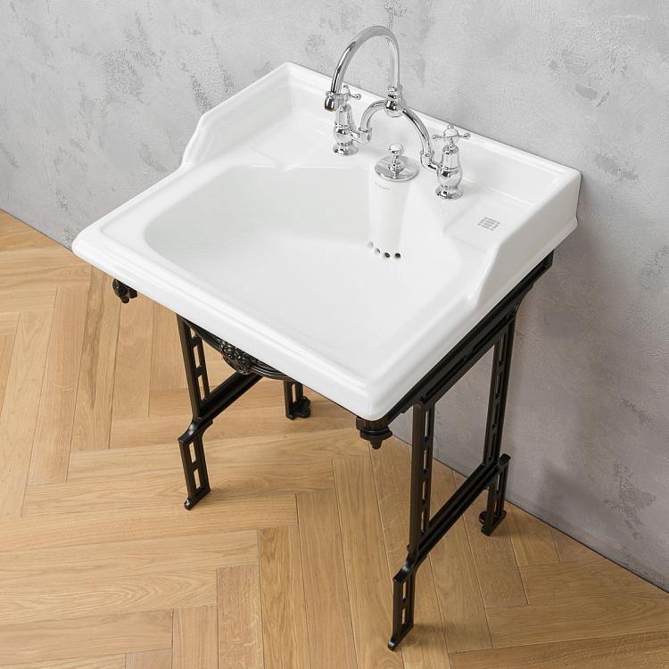 Классическая раковина с подстольем из чёрного алюминия Classic Wash Basin And Pedestal Black