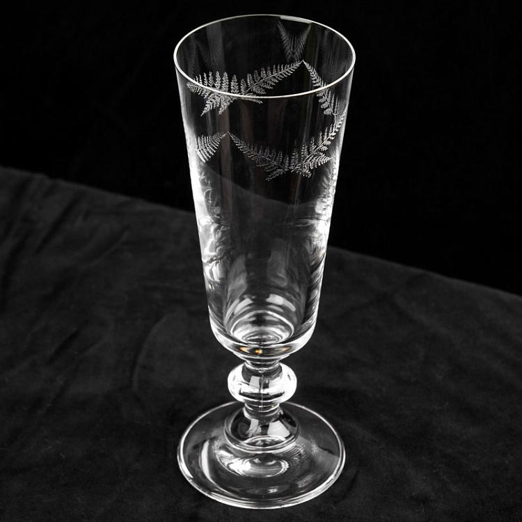 Бокал для шампанского с узором Папоротник Fern Engraved Flute