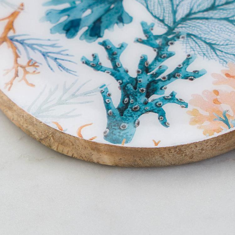 Набор из четырёх подставок под стаканы из дерева манго Кораллы Set Of 4 Coasters Coral Mango Wood