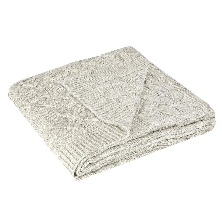 Меланжевый серый шерстяной плед Вермонт в вязаном тубусе, 130x180 см Vermont Plaid Grey Melange 130x180 cm