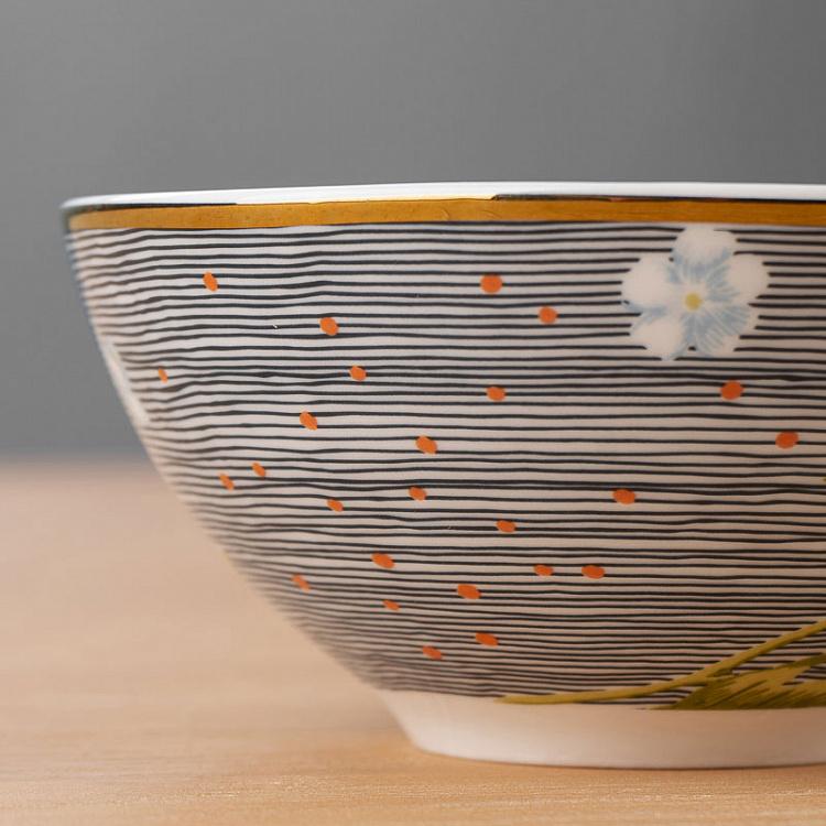 Пиала в полоску Полночь, M Midnight Pinstripe Bowl Medium
