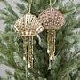 Набор из 2-х ёлочных игрушек Set Of 2 Embroidered Beaded Jellyfish Purple Gold 20 cm
