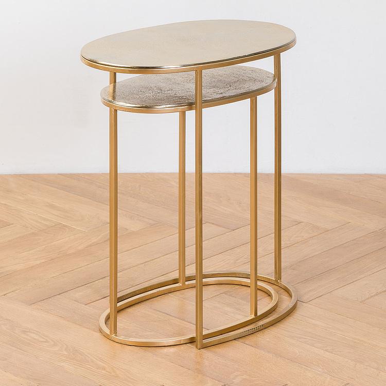 Комплект из двух журнальных столиков золотистого цвета Set Of 2 Side Tables Gold