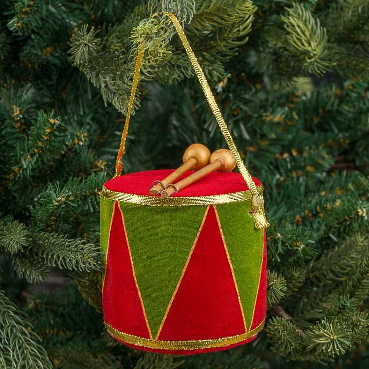 Ёлочная игрушка Красно-зелёный барабан Red Green Drum 11 cm