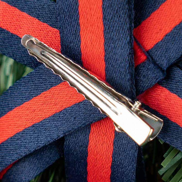 Ёлочное украшение на прищепке Бант с красным камнем Bow With Red Stone 20 cm