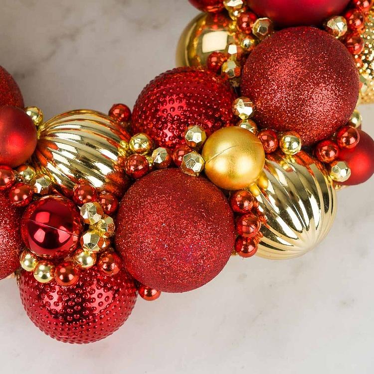 Новогодний венок с красными и золотыми шарами Wreath With Balls 27,5 cm