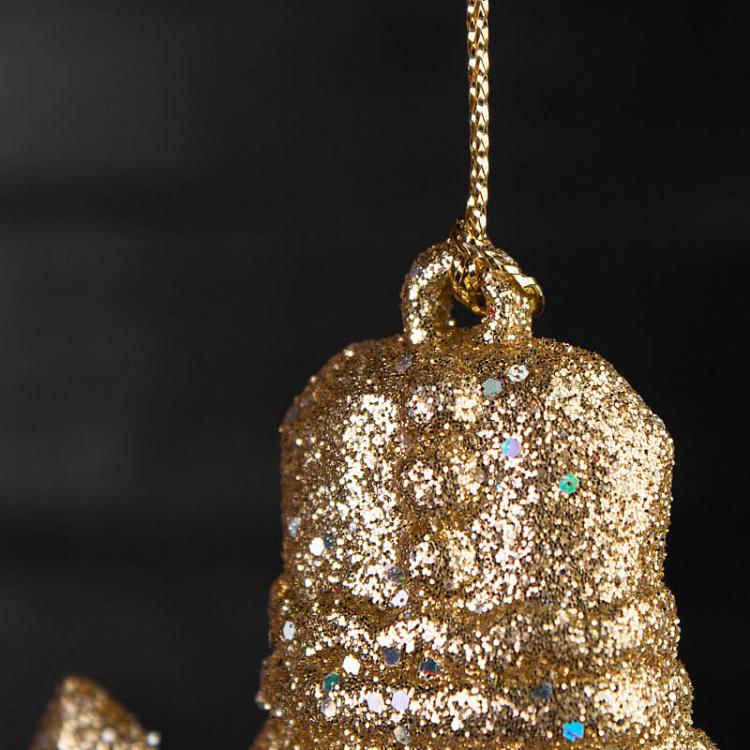 Набор из двух ёлочных игрушек Золотые блестящие щелкунчики Set Of 2 Glitter Nutcrackers Gold 13 cm