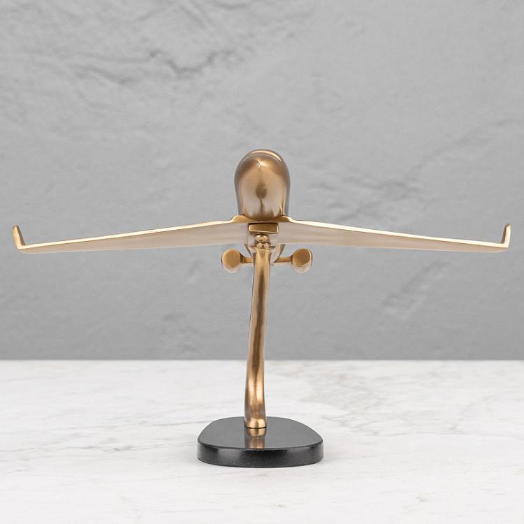 Статуэтка Самолет золотого цвета на подставке Golden Plane On Base