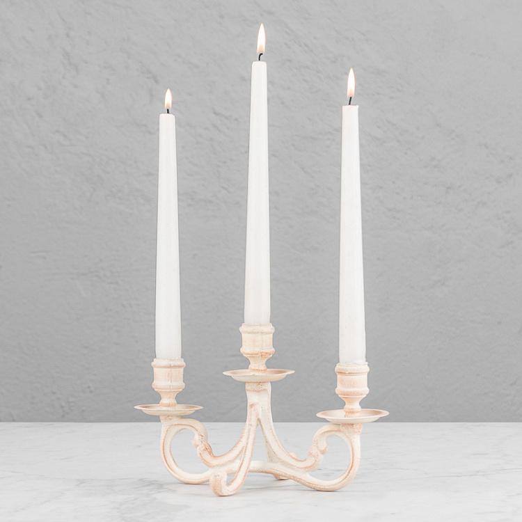 Подсвечник на три свечи цвета слоновой кости Candle Holder For 3 Candles Iron Antic Ivory