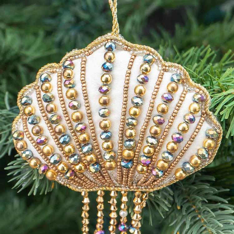 Ёлочная игрушка с бисерной вышивкой Медуза Embroidery Beads Jellyfish Gold/Multi 11 cm