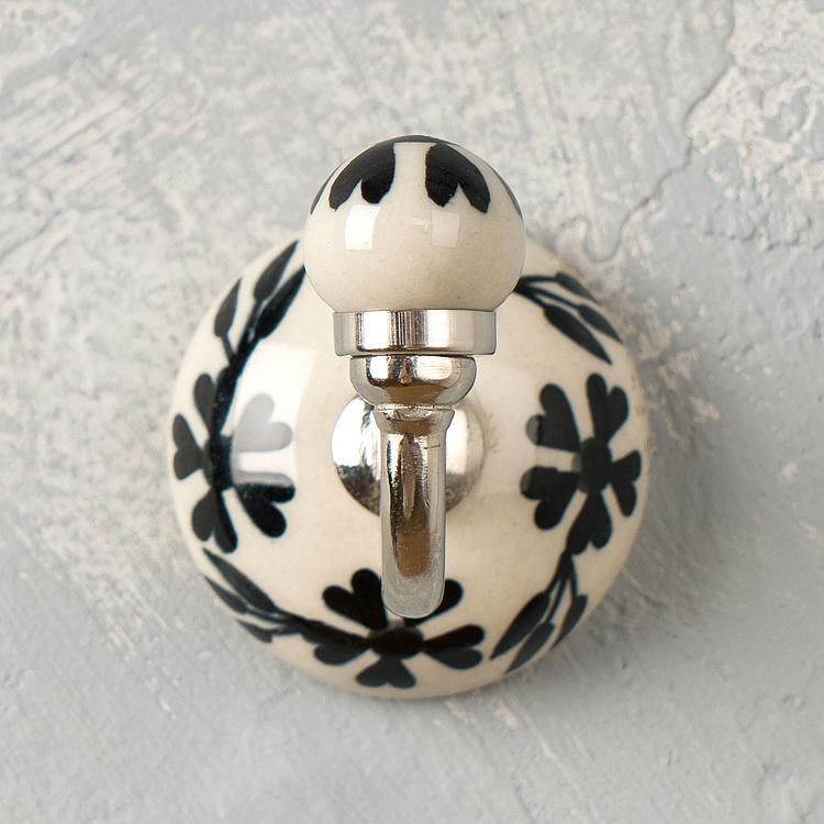 Керамический крючок Чёрный цветок Black Floral Ceramic Hook