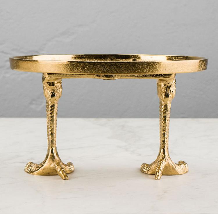 Круглый золотой поднос-тортовница на утиных ножках Duck Feet Tray Gold