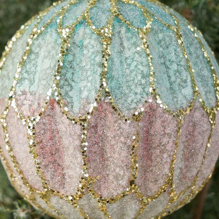 Ёлочная игрушка Бирюзово-розовый многогранный шар Polygonal Ball Turquoise Pink 10 cm