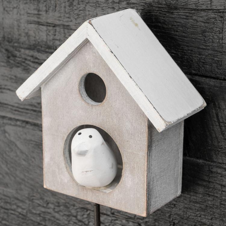 Крючок Скворечник с птичкой Hook Bird House Bleached Wood With Bird