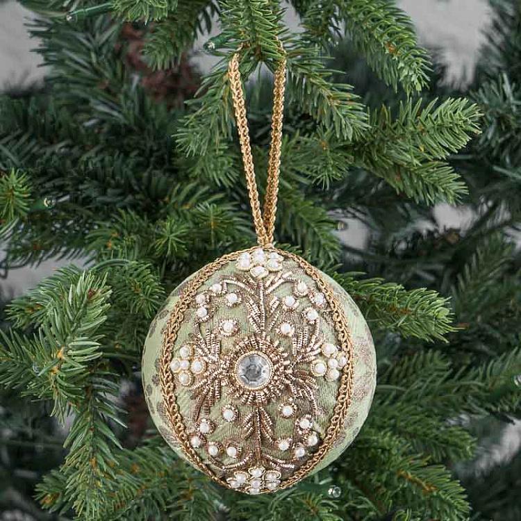 Ёлочная игрушка Золотой шар с бусинами Beads Ball Gold 9 cm