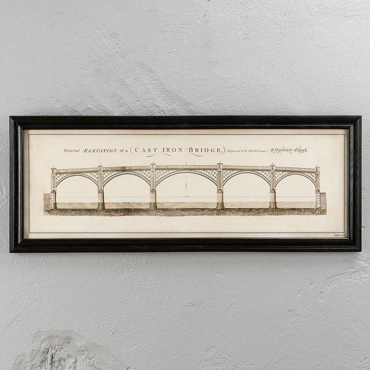 Картина-принт Железный мост со светлым фоном, S Architectural Iron Bridge Natural Small