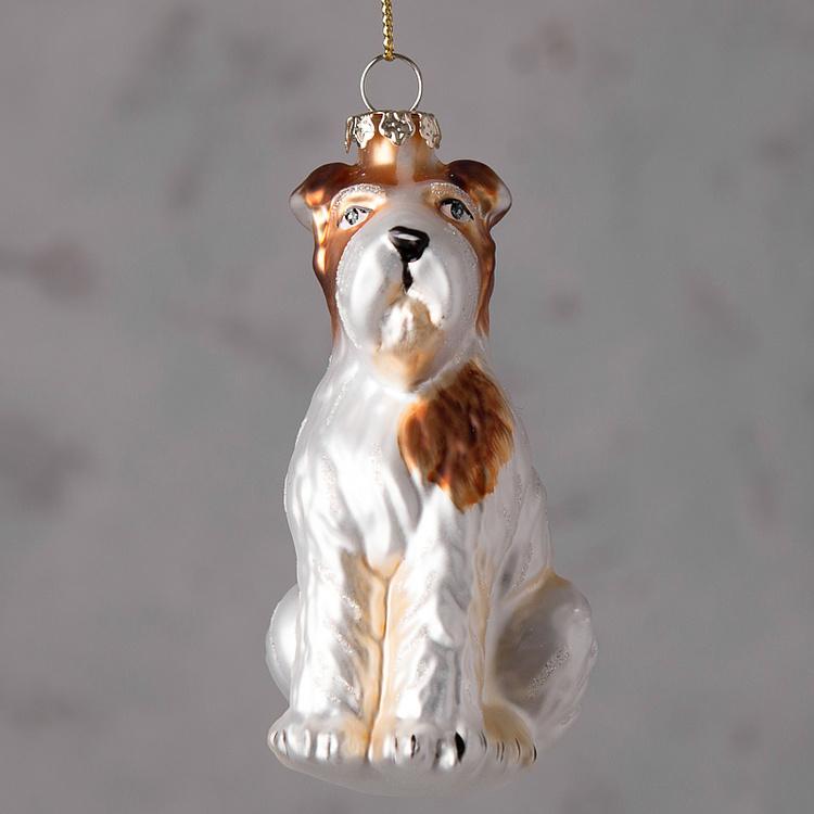 Набор из двух ёлочных игрушек Собаки Set Of 2 Glass Dogs Black/Cream 9 cm