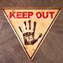 Табличка Plaque Metal Facon Panneau D'Avertissement Triangle Keep Out Fond Jaune Main Imprimee