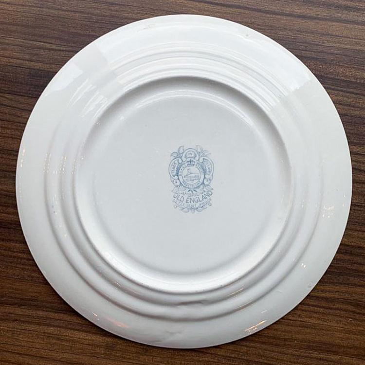 Винтажная тарелка белая с голубым мотивом 4, L Vintage Plate Blue White Large 4