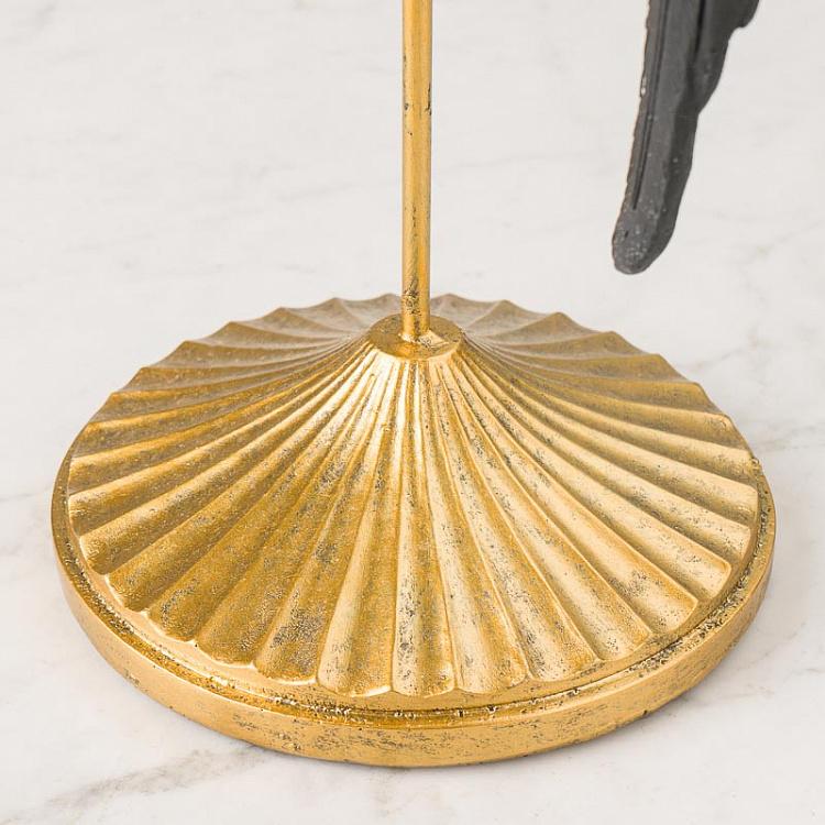 Статуэтка Чёрные попугаи на золотой перекладине Black Parrots On Golden Stand