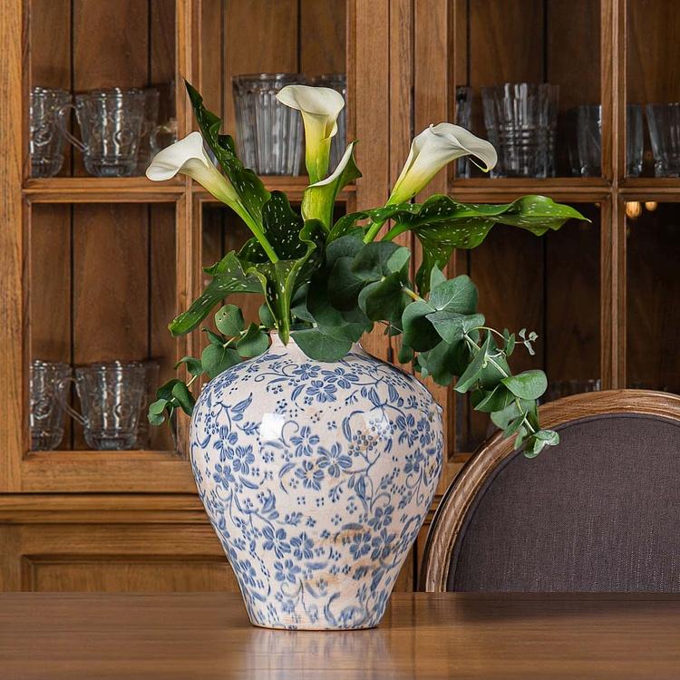 Ваза с синей цветочной росписью Ceramic Vase Blue Painted