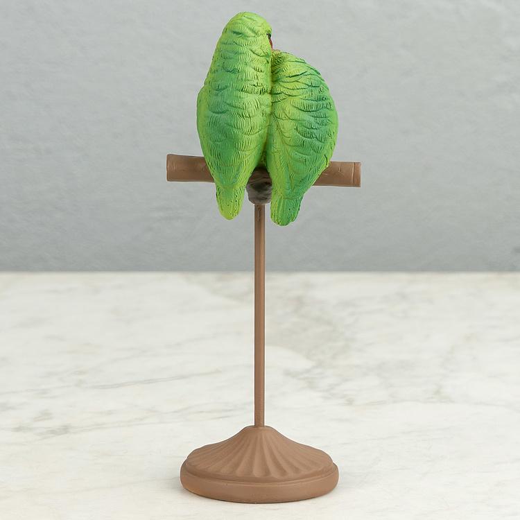 Статуэтка Парочка зелёных попугаев Small Red-Billed Parrots On Perch