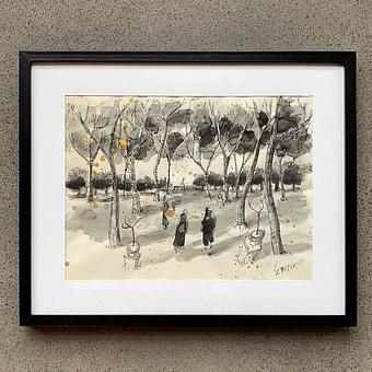 Colle Aventino Drawing With Gold