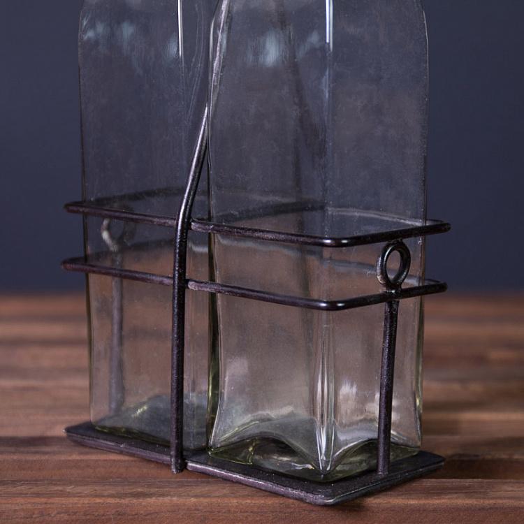 Набор из двух бутылок для масла и уксуса Бруклин состаренный металл Set Of 2 Brooklyn Oil And Vinegar Antic