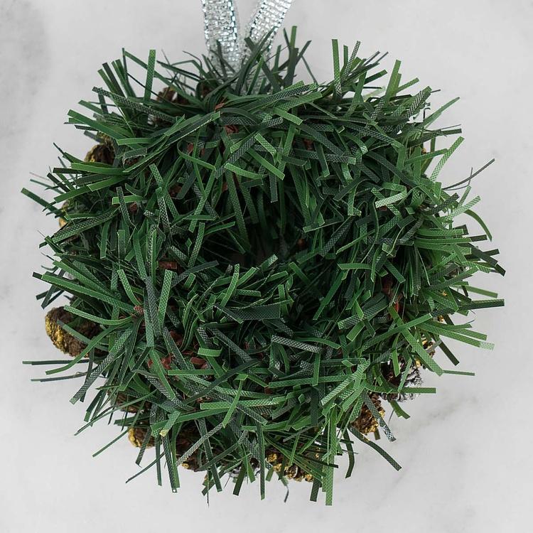 Новогодний венок с шишками и перламутровыми шарами 6, XS Wreath Bagel 6 Extra Small