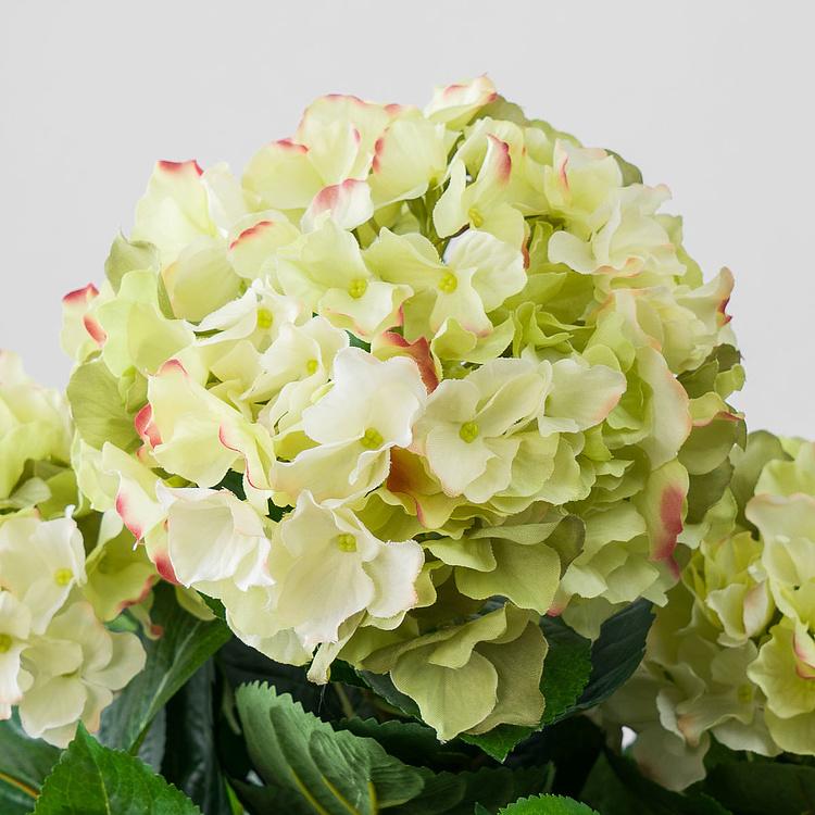 Искусственная кустовая кремово-зелёная гортензия  Hydrangea Bush Creamy Green 55 cm