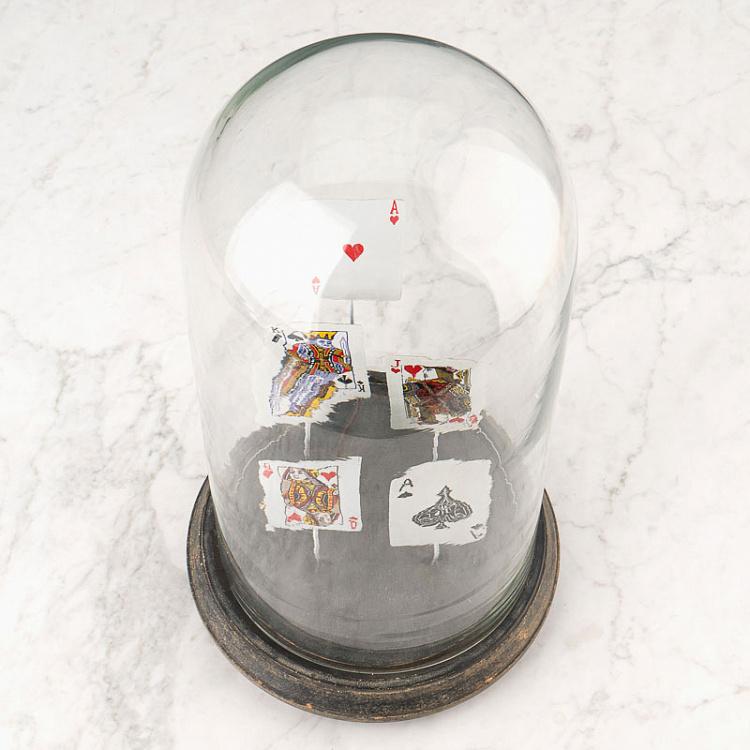 Статуэтка Стеклянный купол с игральными картами Glass Dome With Game Cards