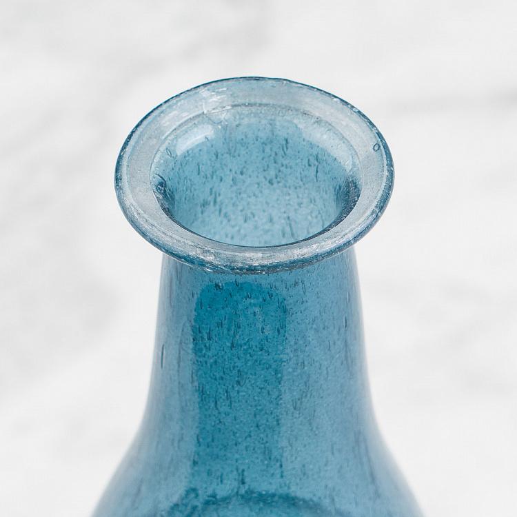Узкая синяя мини-ваза из переработанного стекла Narrow Recycled Glass Vase Blue
