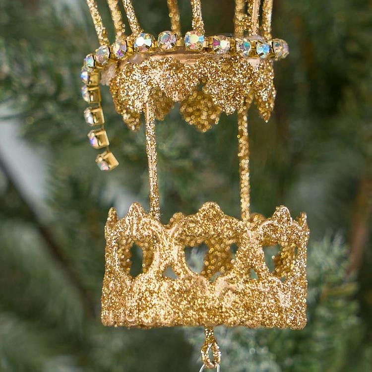 Ёлочная игрушка Золотистый воздушный шар Wire Jewel Hot Air Balloon Gold 24 cm