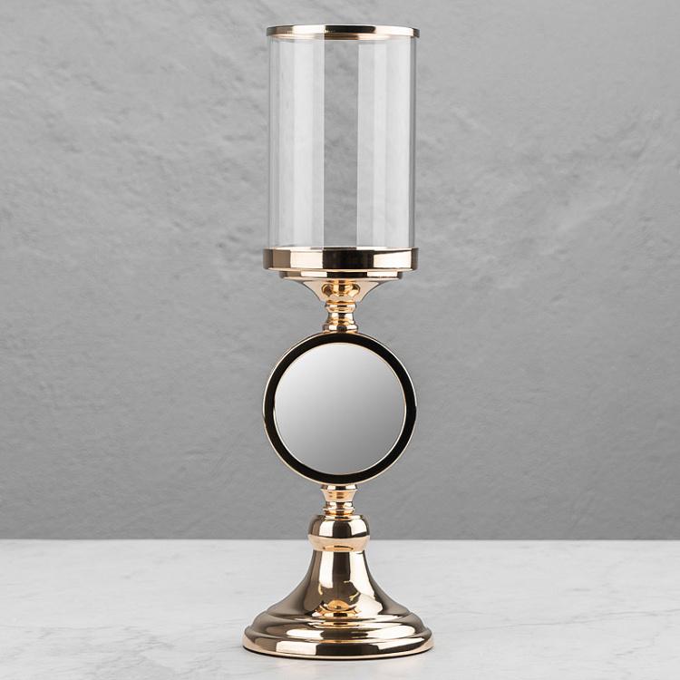 Металлический подсвечник с зеркалом Metal Mirror Candle Holder Gold