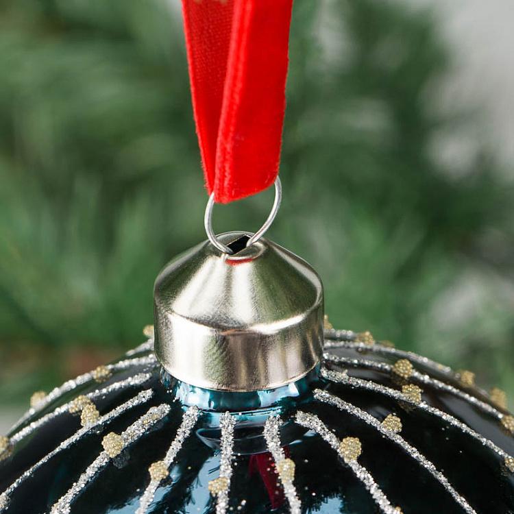 Ёлочная игрушка Синий шар с сетчатым узором Mesh Ball Blue 10 cm