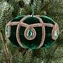 Ёлочная игрушка Velvet Pumpkin With Pattern And Rhinestones Green 12,5 cm