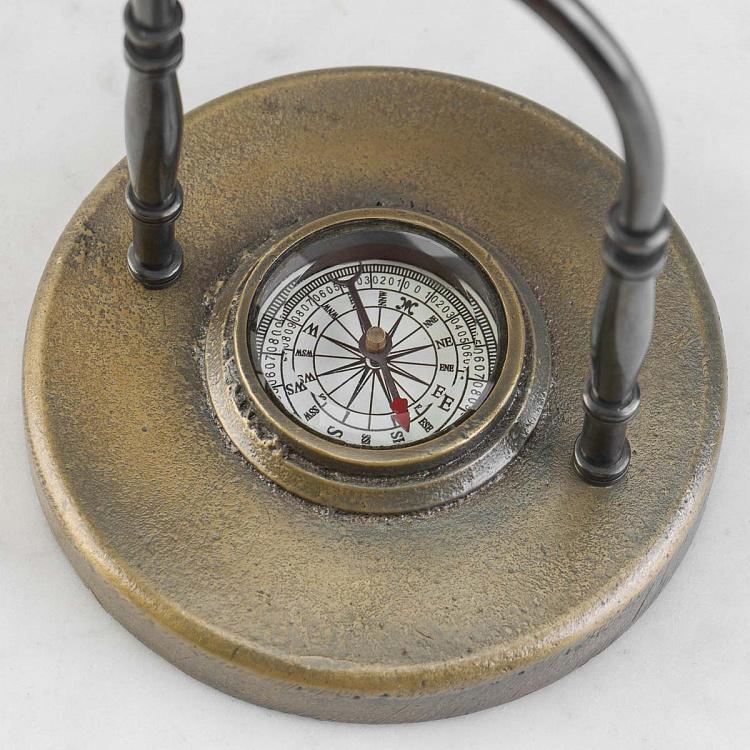 Настольные часы с компасом в основании Compass Base Clock Small