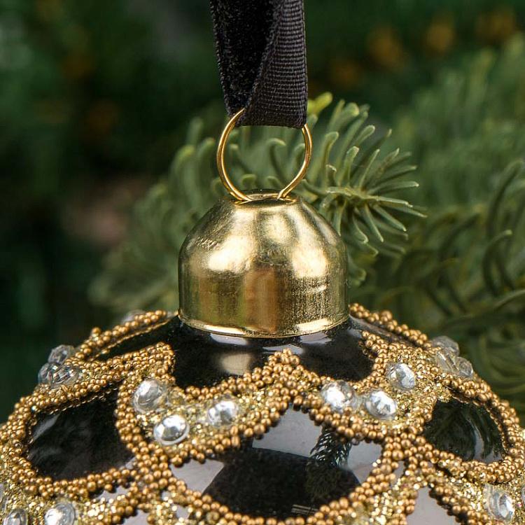 Ёлочная игрушка-шкатулка Чёрно-золотое яйцо 2 Xmas Egg Box Black And Gold 2 10 cm