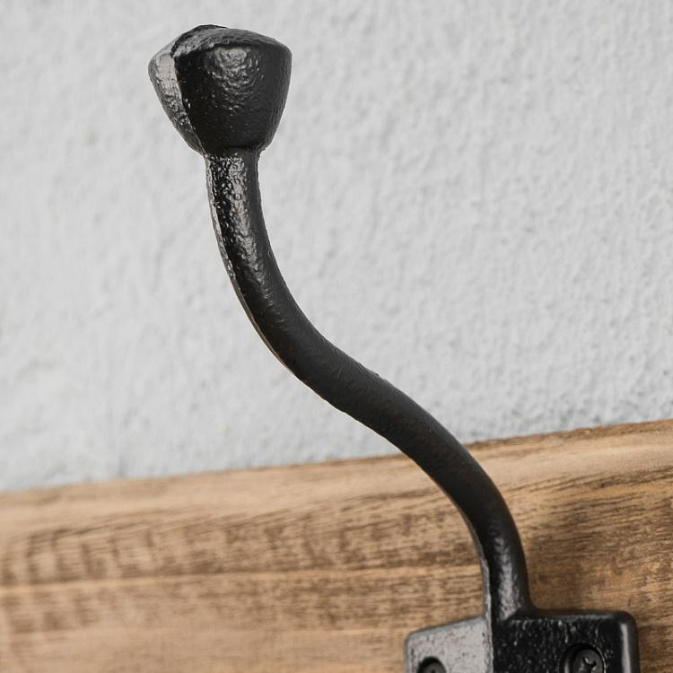 Четырёхместная настенная вешалка из сосны Recycled Pine Coat Rack 4 Metal Hooks