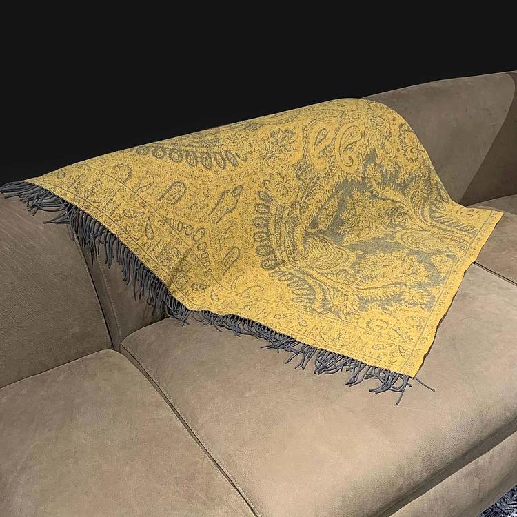 Жёлтый хлопковый плед Магнолия, 130x180 см Magnolia Plaid Yellow 130x180 cm