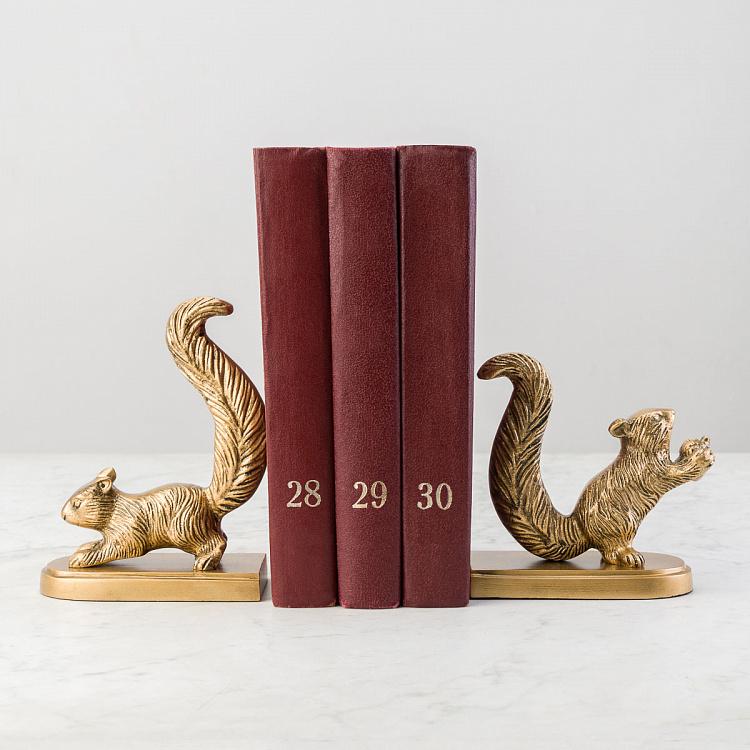 Набор из двух держателей для книг Золотистые белки Bookend Golden Squirrels