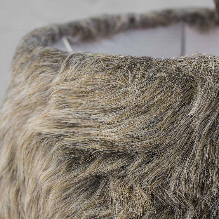 Настольная лампа с оленьими рогами и меховым абажуром Deer Antlers Table Lamp With Fur Shade