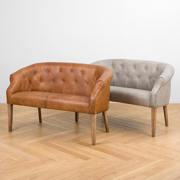 Двухместный кожаный диван Маршал, песочные ножки Marshall 2 Seater, Oak Sandwashed Leather