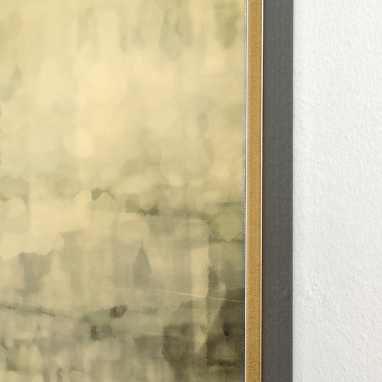 Картина-принт триптих Туманный город дисконт Set Of 3 Prints With Gold Frame Foggy City discount