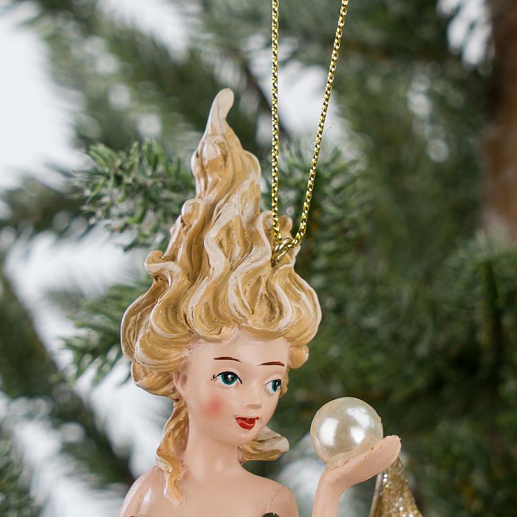 Набор из двух ёлочных игрушек Русалки Set Of 2 Pearl Botanica Mermaids Pink Blue 9,5 cm