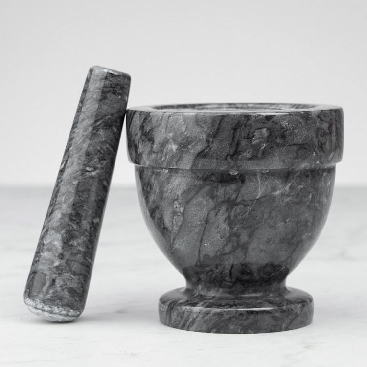 Чёрная мраморная ступка с пестиком Скандинавия Nordic Mortar And Pestle Black