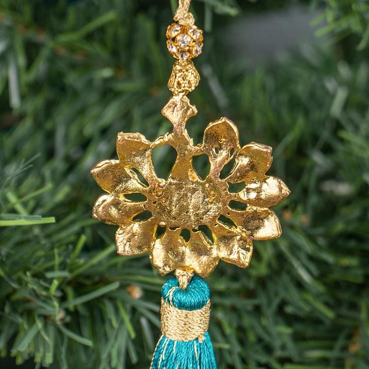 Новогодняя голубая подвеска Павлин Pendant Peacock Blue 18 cm