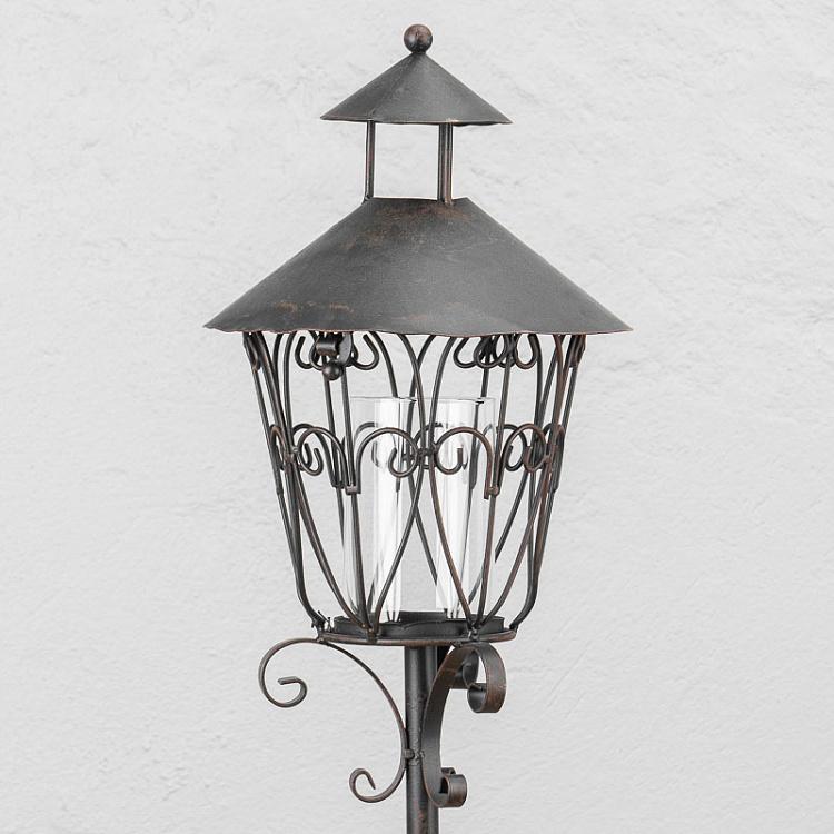 Металлический подсвечник-фонарь Metall Lantern With Glass Votive Dark Brown