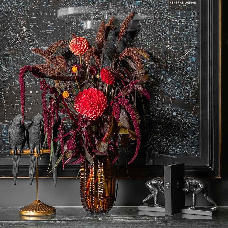 Ваза янтарного цвета Кактус, L Cactus Shape Amber Glass Vase Large